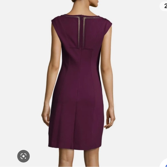 Rebecca Taylor Mesh Trim Ponte Sheath Dress Oxblood Burgundy Red size 2 Small S - Picture 2 of 11